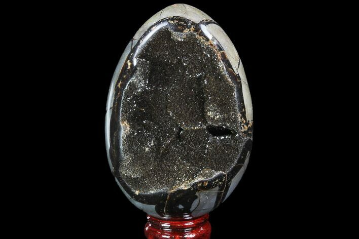 Septarian Dragon Egg Geode - Black Crystals #88506